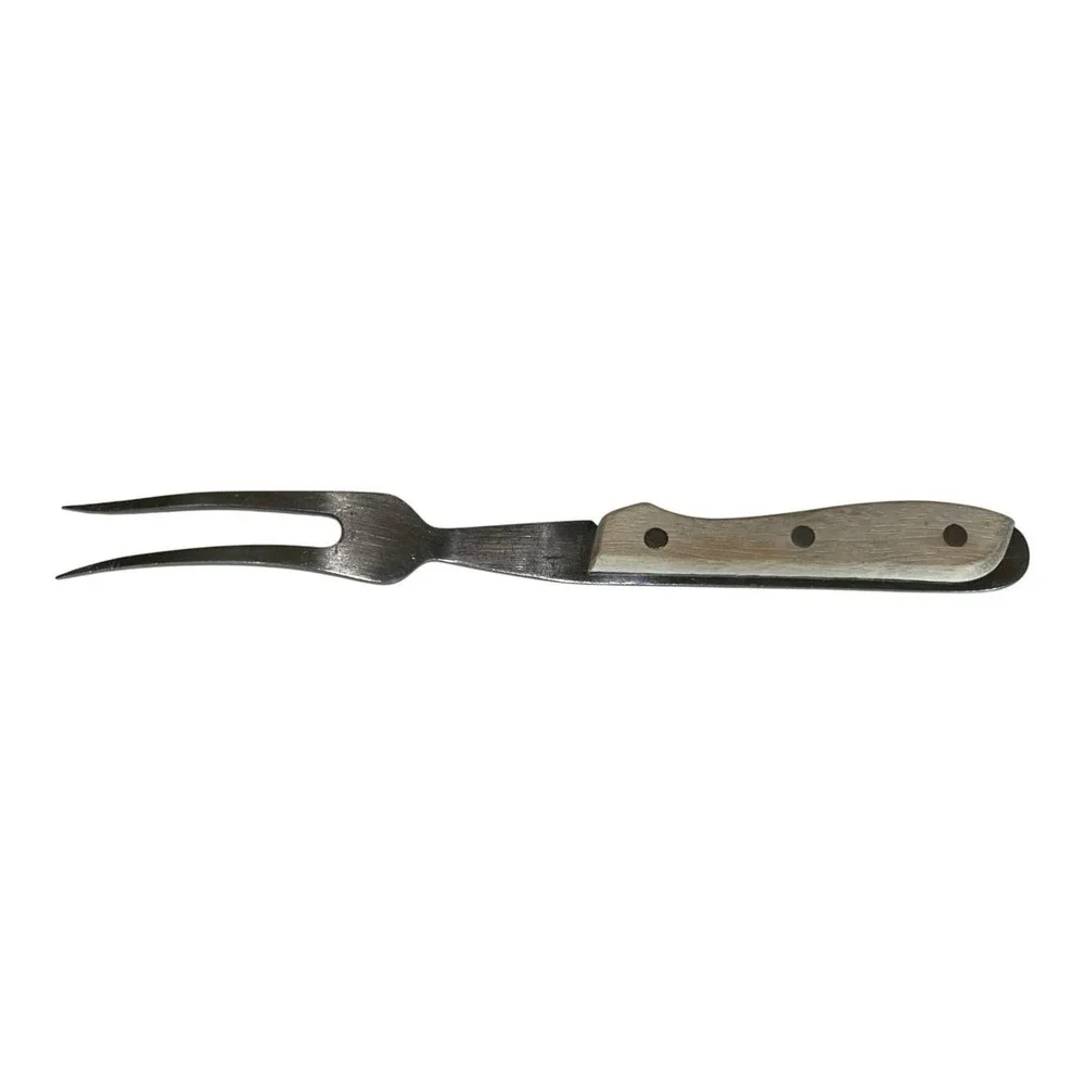 Vintage Carving Fork Serving Fork Stainless Steel Japan Wood Rivet Handle